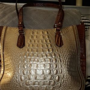Rare Brahmin Pecan and Champagne Gold Handbag